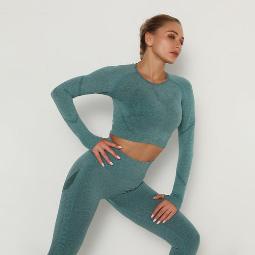 Fashion Flexible Yoga Tops Spots Gym Quick Dry Long Sleeve Shirt For