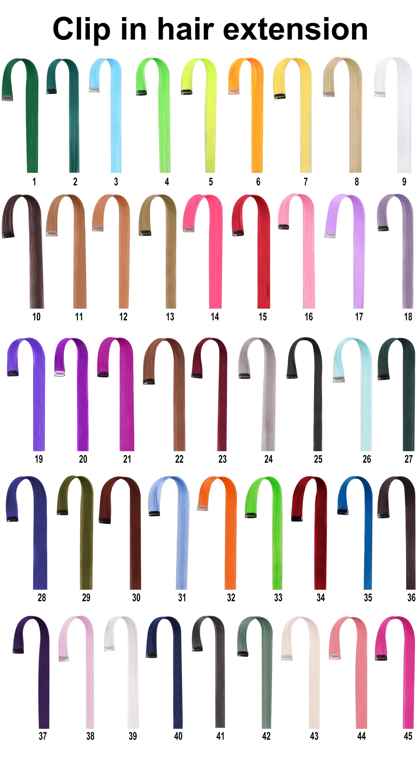Clip In One Piece Colorful Synthetic Hair Extensions High Temperature
