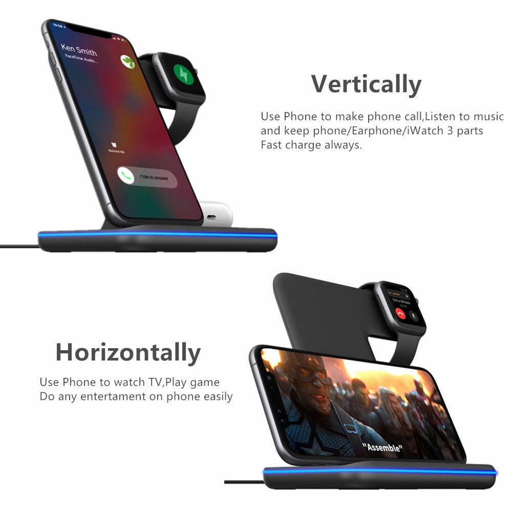 3 in 1 Wireless Charger Station for iPhone 12 11 Qi Wireless for Apple
