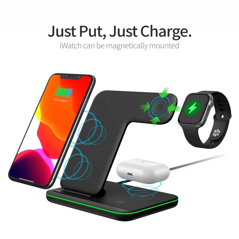 3 in 1 Wireless Charger Station for iPhone 12 11 Qi Wireless for Apple