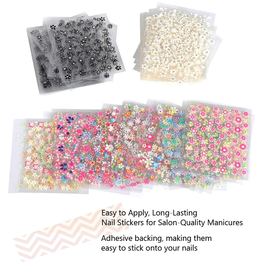 10 Pcs Sheets Nail Art Transfer Stickers 3D Design Manicure Tips Decal Decorations Hot Selling