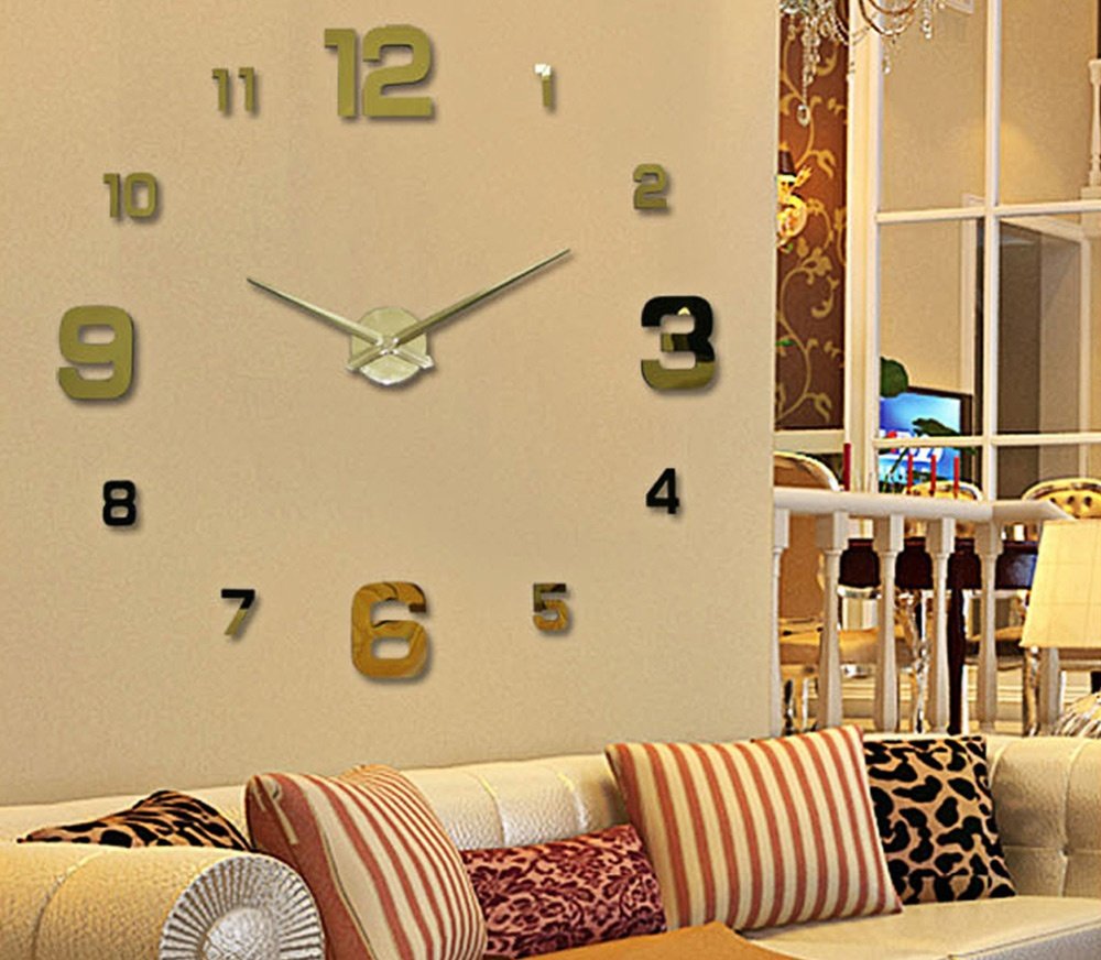 3D Frameless DIY Large Wall Clock