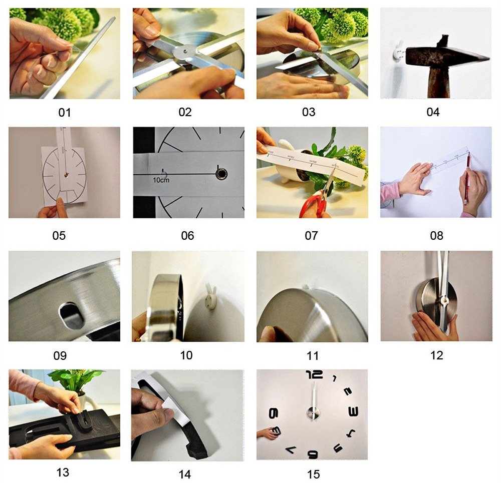 3D Frameless DIY Large Wall Clock