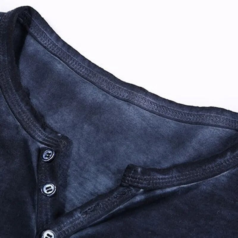 2020 Men Tee Shirt V-Neck Long Sleeve Tee&Tops Stylish Slim Buttons T-Shirt Autumn Casual Solid Male Clothing plus Size 3XL