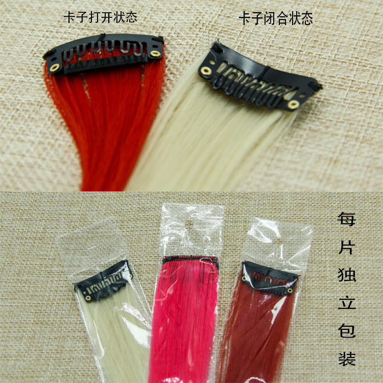 Clip In One Piece Colorful  Synthetic Hair Extensions High Temperature