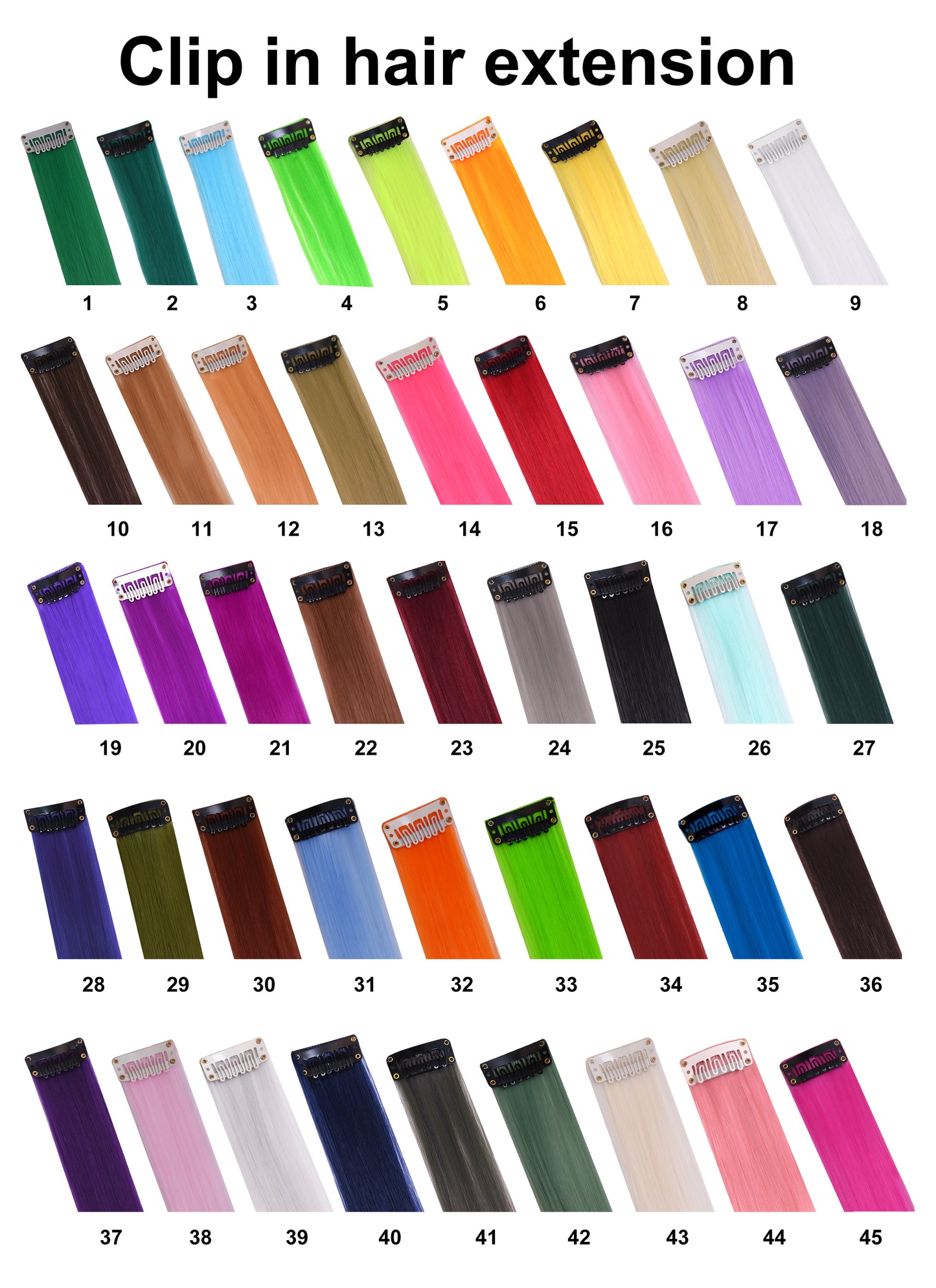 Clip In One Piece Colorful  Synthetic Hair Extensions High Temperature