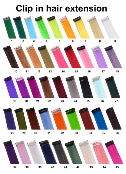 Clip In One Piece Colorful  Synthetic Hair Extensions High Temperature