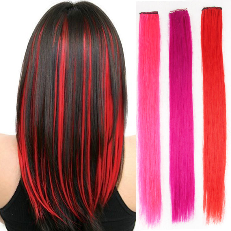 Clip In One Piece Colorful  Synthetic Hair Extensions High Temperature