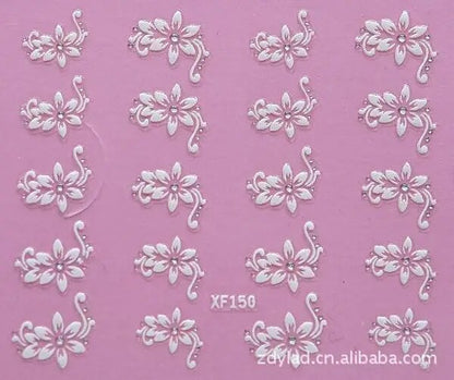 Waterproof Water Transfer Nails Art Sticker Fshion 3D Flower Design Girl And Women Manicure Tools Nail Decoration Decals XF150