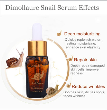 Dimollaure Snail Serum Hyaluronic Acid Essence Face Cream Moisturizing Acne Treatment Skin Care Repair Whitening Anti-Aging