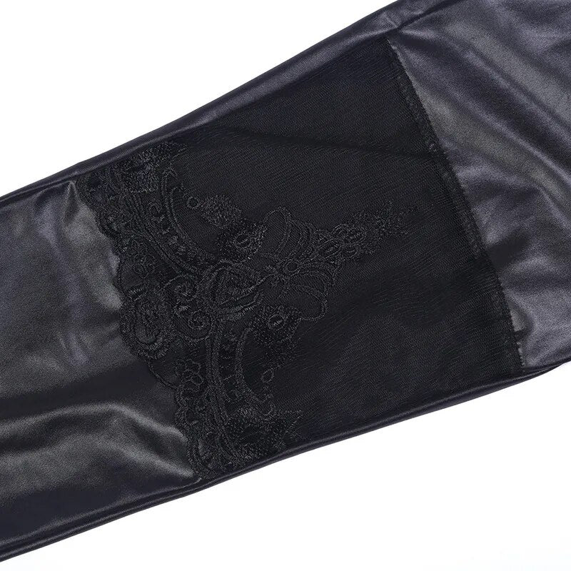 CHLEISURE S-XL Women's Sexy Lace Patchwork Punk Rock Leggings Casual Legging Calzas Deportivas Mujer Punk Style Leggins