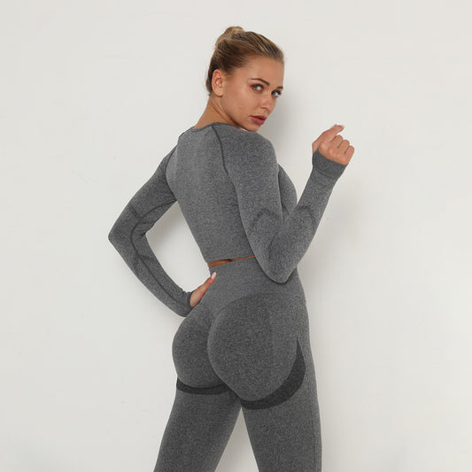 Fashion Flexible Yoga Tops Spots Gym Quick Dry Long Sleeve Shirt For