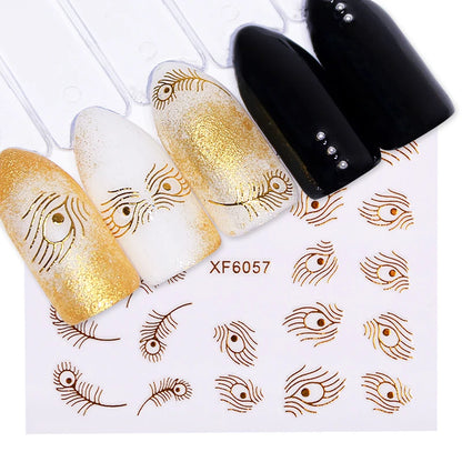 1sheets Gold Zipper 3d Designs Nail Art Stickers Decals Manicure Decor Tools DIY Nail Art Tips Fashion Accessories LAXF6021