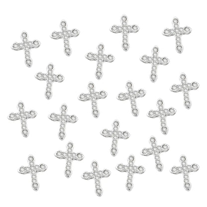 10 Pcs Classic Full Glitter Rhinestones Cross 3d Nail Charms 10pcs/pack Alloy Nail Art Decorations Nails Tools