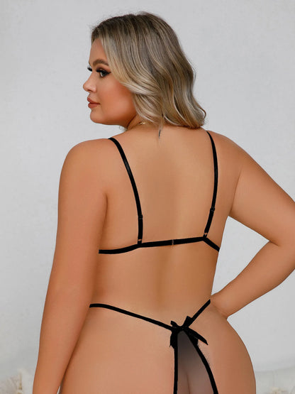 Plus Size Crotchless Bodysuit Women Sexy Lingerie Lace Hollow Bra Erotic Costumes Teddy Deep V Open Bra Porn Sexiest Body Suit